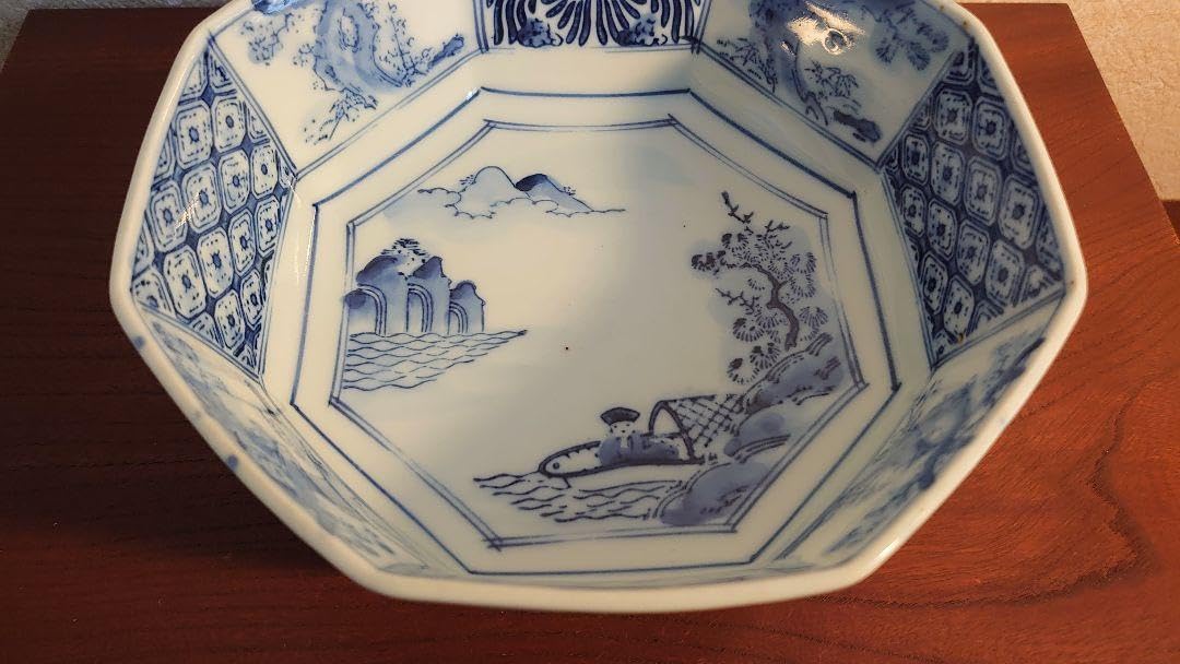 Amazon.co.jp: 古伊万里 伊万里 八角鉢 染錦 大鉢 鑑賞陶器